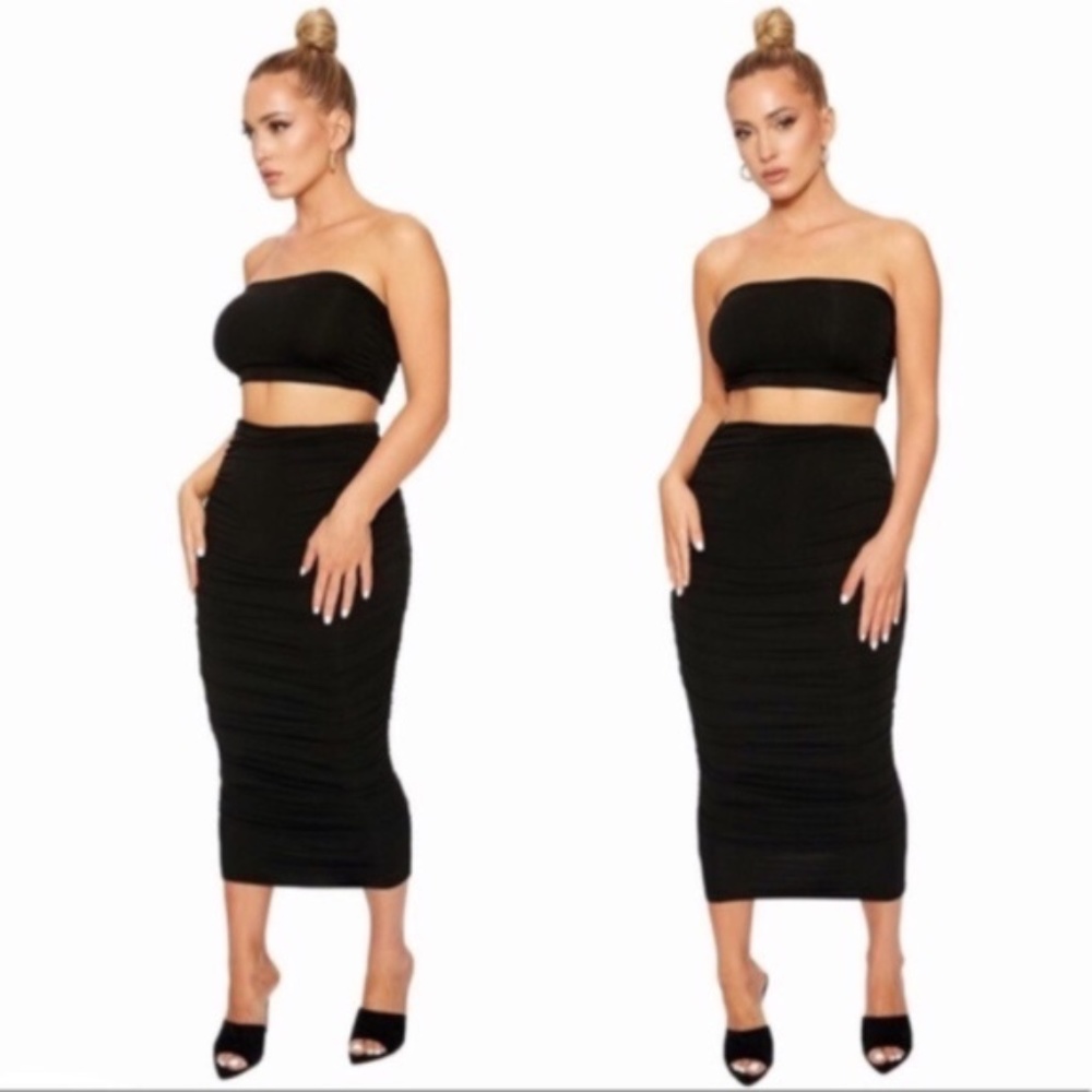 naked wardrobe THE NW RUCHED BANDEAU BOO SET black